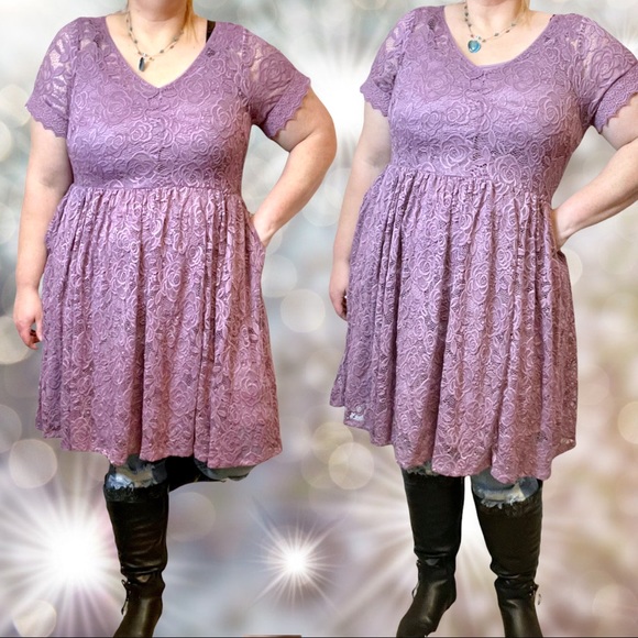Torrid Purple Lace Skater Dress Size 1 1XL & 2 2XL New with tags - Picture 4 of 15
